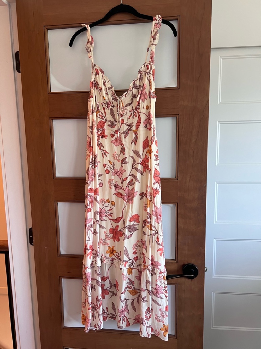 Petal & Pup Cream Maxi Dress with Pink & Coral Floral Print